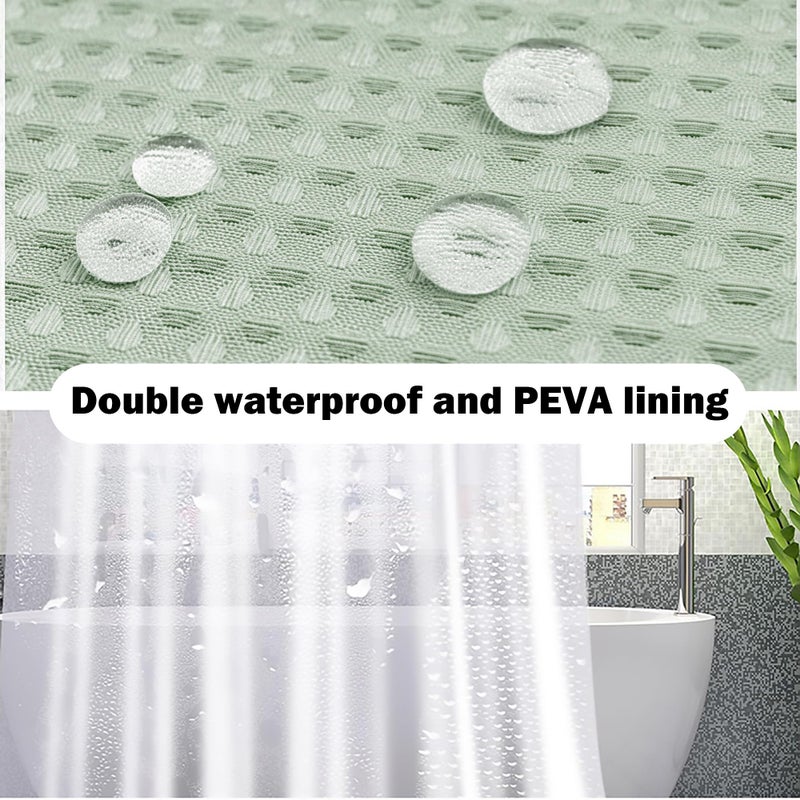 Viowil LightGreen Bathroom Set, 23 PCS Bathroom Accessories Set with Shower Curtains, Trash Can, Toothbrush Holder, Soap Dispensers, Toothbrush Cup, Vanity Tray, Soap Dish, Toilet Brush, Qtip Holders - Image 5